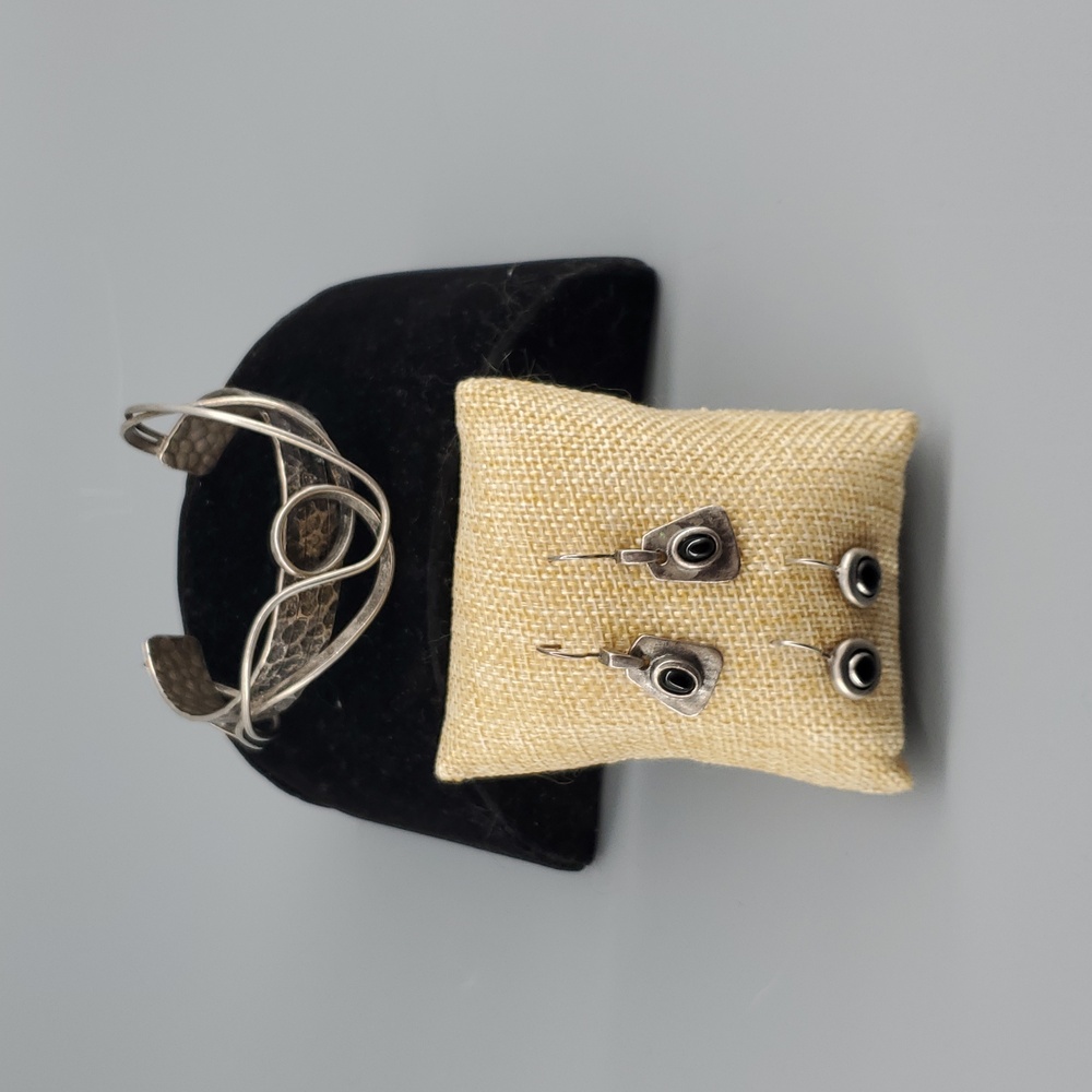 Silver and Black Bracelet Set